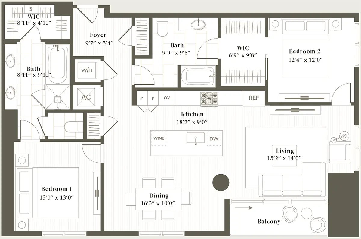 Parkside Residences Houston Apartment Floorplan 10