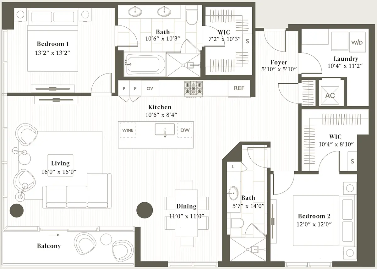 Parkside Residences Houston Apartment Floorplan 12