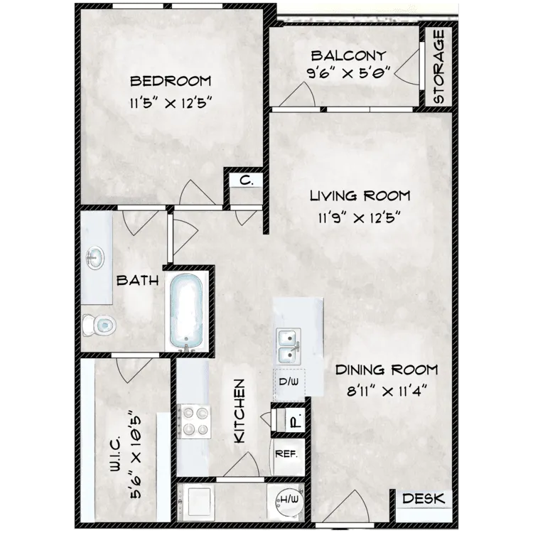 EaDo Lofts Houston Apartments FloorPlan 1