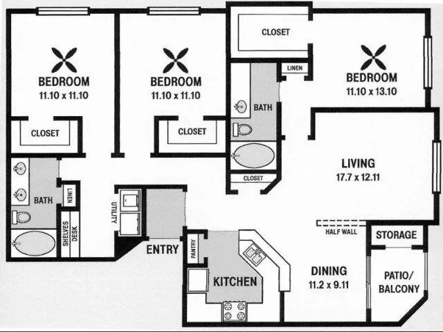 Villas at Hermann Park Houston Apartments FloorPlan 33