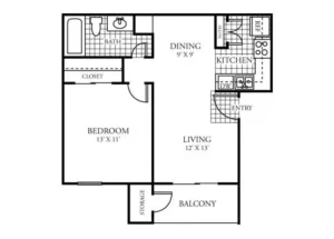 Brandon Oaks Houston Rise Apartments FloorPlan 1