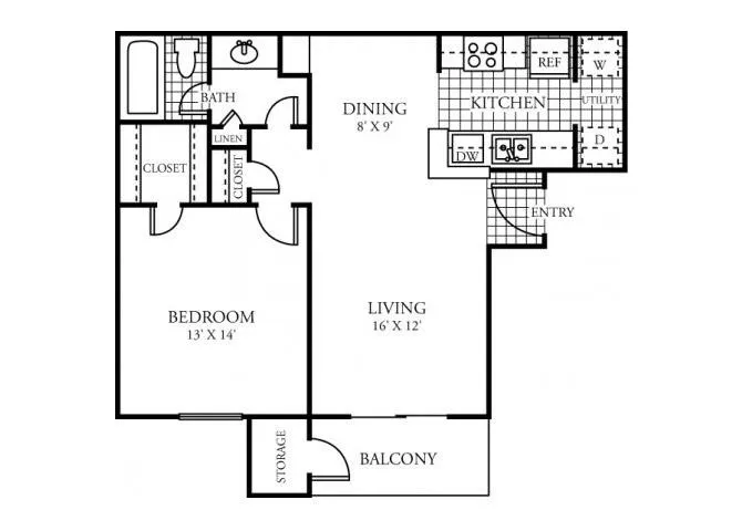 Brandon Oaks Houston Rise Apartments FloorPlan 2