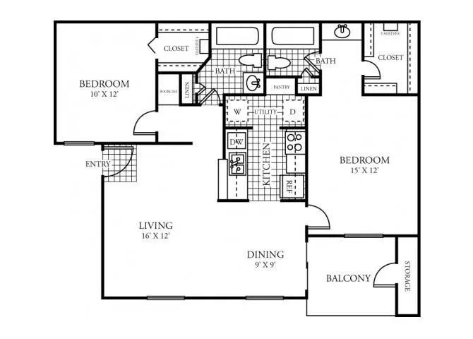Brandon Oaks Houston Rise Apartments FloorPlan 4