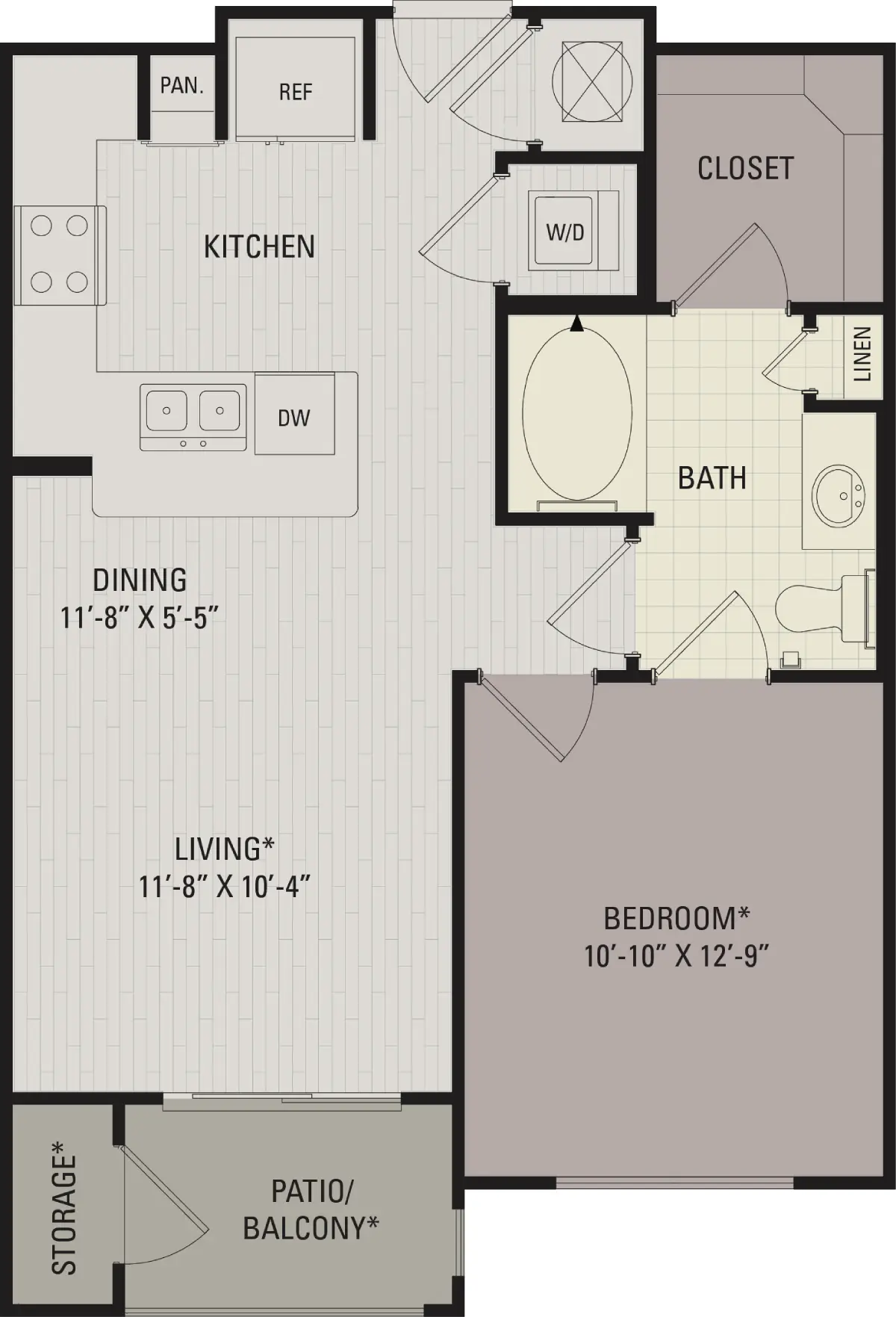 District 28 Houston apartment floorplan 1