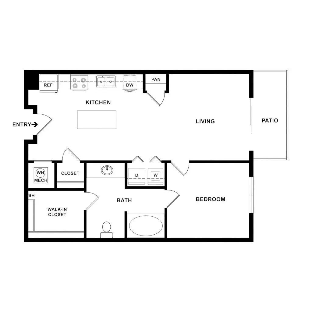 Heights West End Apartment Floor Plan 1