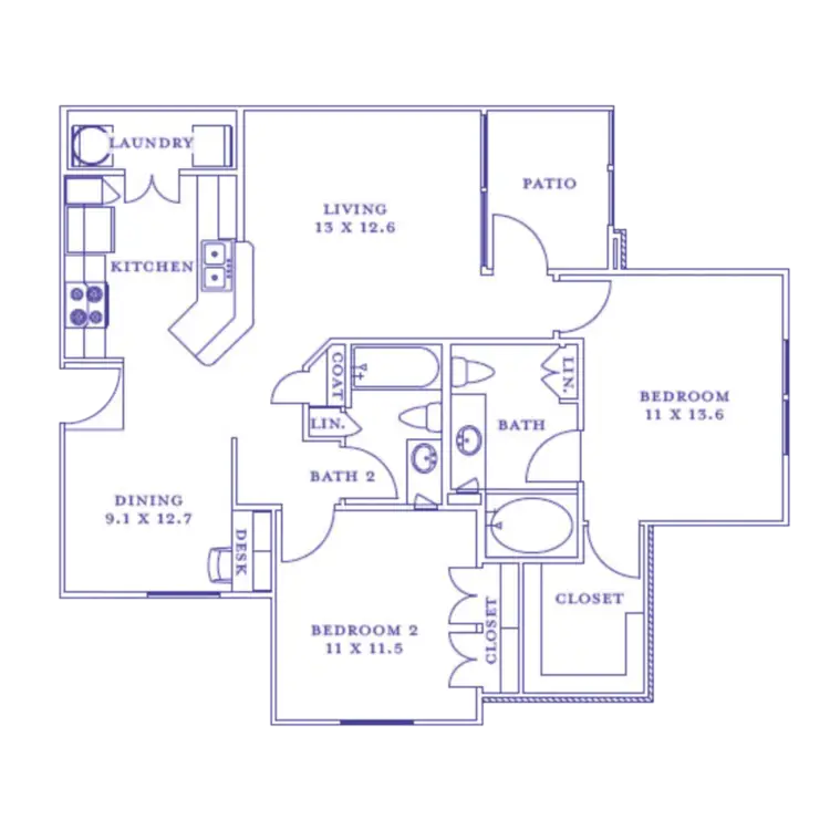 Mansions at Turkey Creek Houston Rise Apartments FloorPlan 8