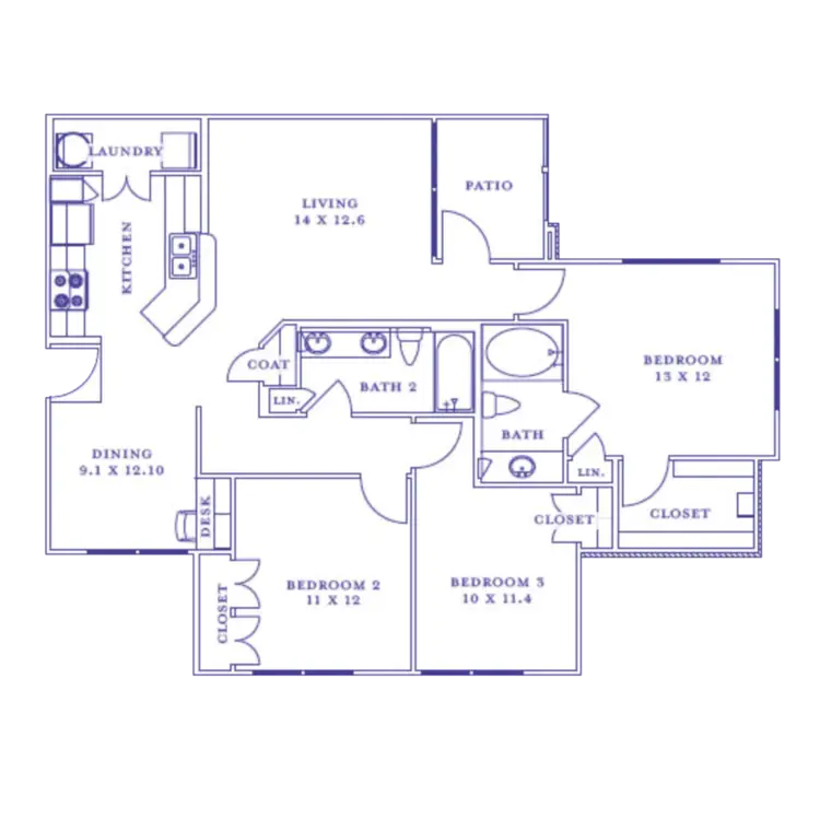 Mansions at Turkey Creek Houston Rise Apartments FloorPlan 9
