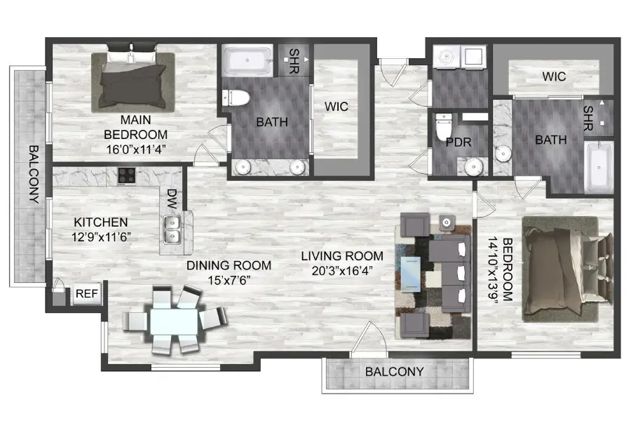Marcella Memorial Heights Houston Apartments FloorPlan 17