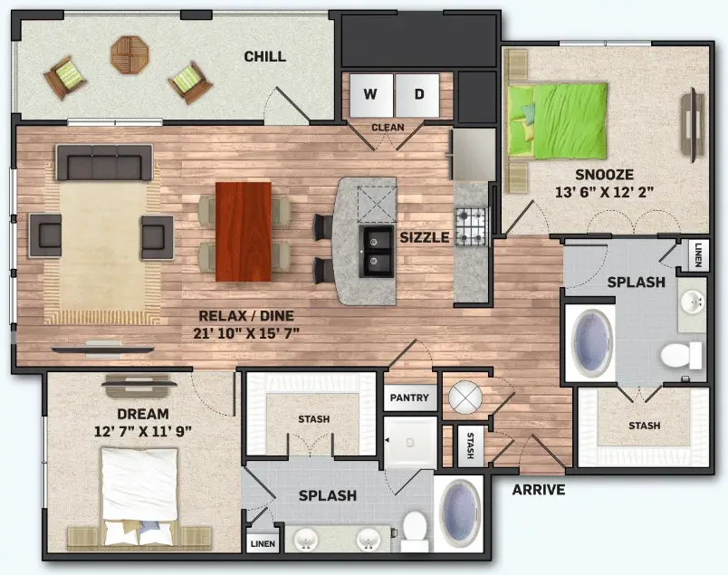 Olympus Auburn Lakes Houston Apartments Floor Plan 14
