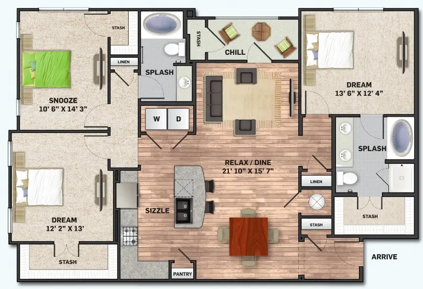 Olympus Auburn Lakes Houston Apartments Floor Plan 16