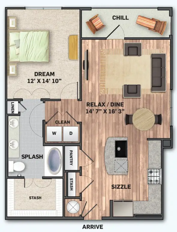 Olympus Auburn Lakes Houston Apartments Floor Plan 6