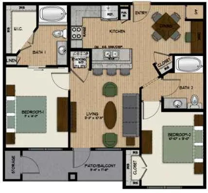 SkyView Apartments Floor Plan 3