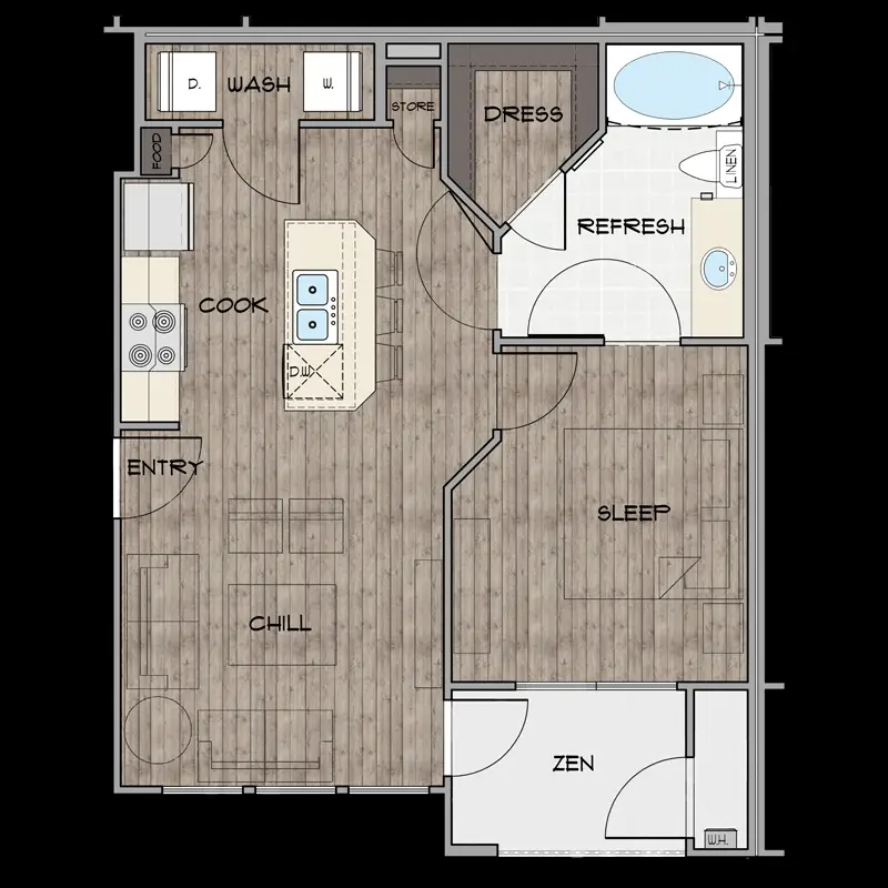 Smart Living at Garden Oaks Apartments Houston FloorPlan 1