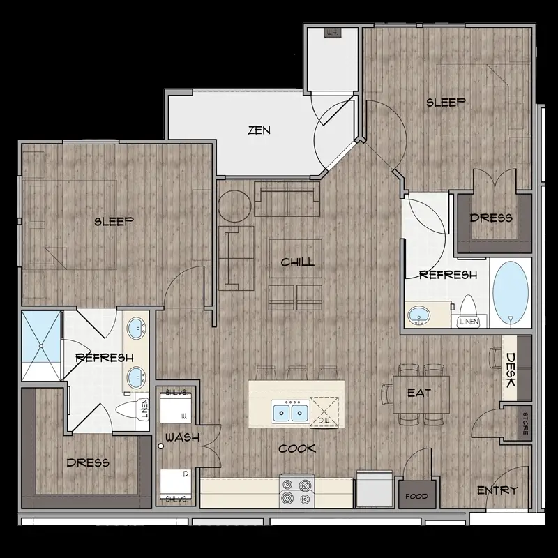 Smart Living at Garden Oaks Apartments Houston FloorPlan 3