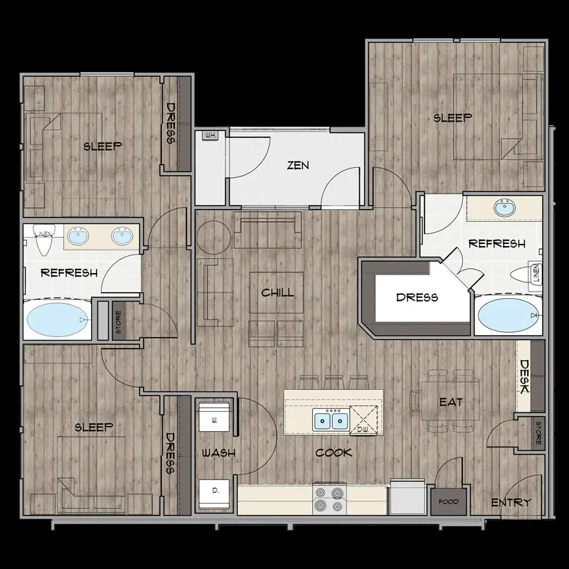 Smart Living at Garden Oaks Apartments Houston FloorPlan 5
