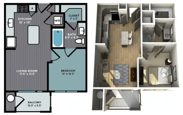 The Abbey at Northpoint Houston Rise Apartments FloorPlan 1