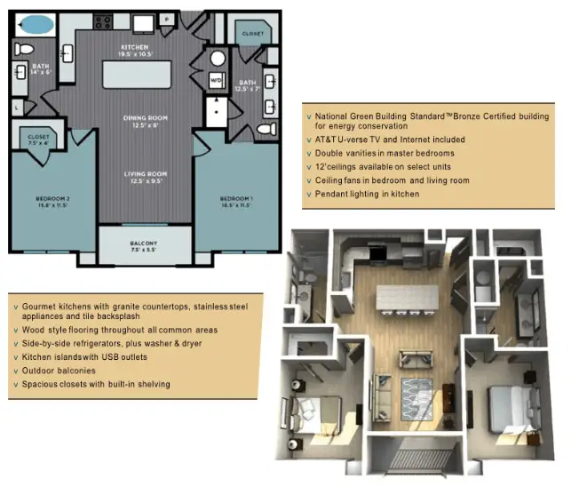 The Abbey at Northpoint Houston Rise Apartments FloorPlan 10