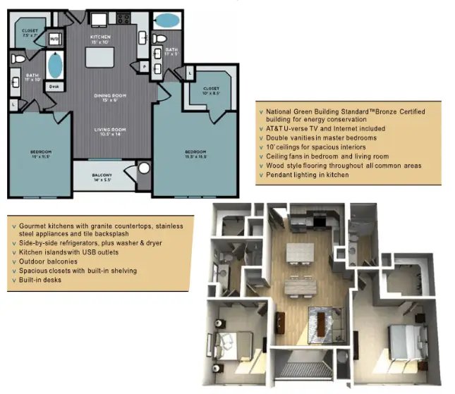 The Abbey at Northpoint Houston Rise Apartments FloorPlan 11