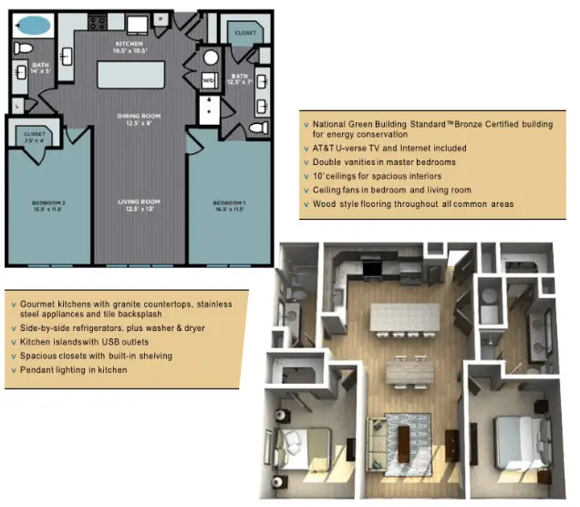 The Abbey at Northpoint Houston Rise Apartments FloorPlan 13