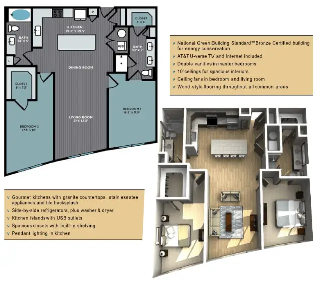 The Abbey at Northpoint Houston Rise Apartments FloorPlan 14