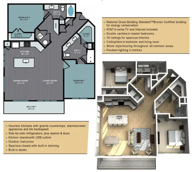 The Abbey at Northpoint Houston Rise Apartments FloorPlan 16