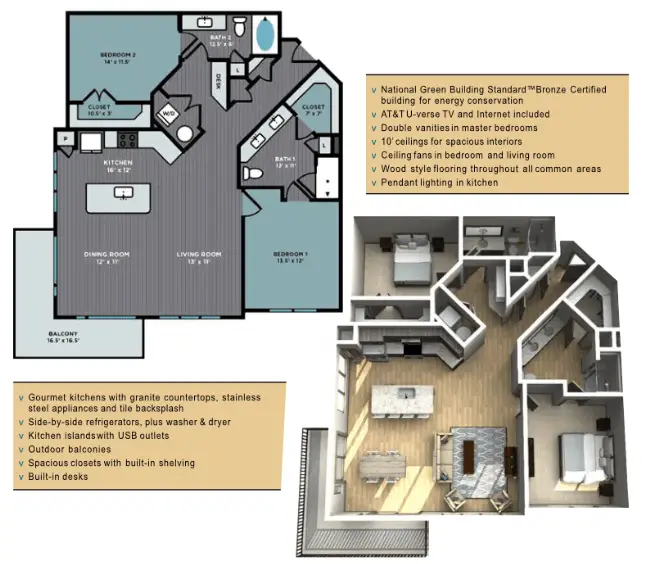 The Abbey at Northpoint Houston Rise Apartments FloorPlan 18