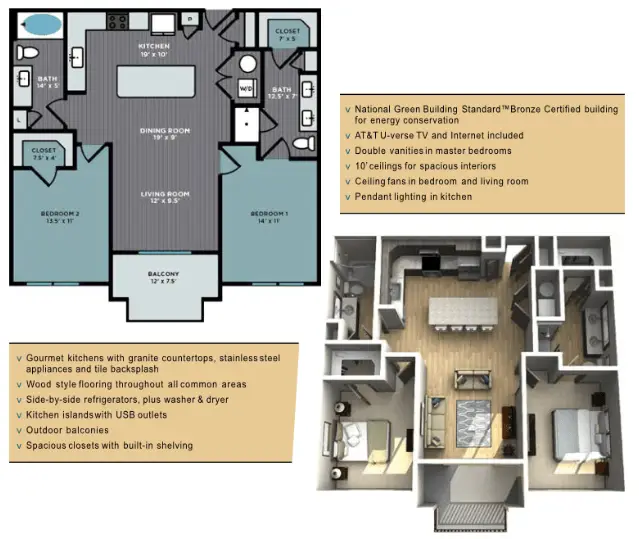 The Abbey at Northpoint Houston Rise Apartments FloorPlan 9