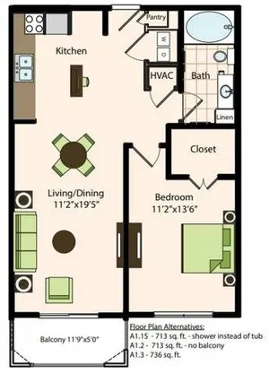 The Caroline Houston Apartments Floor Plan 1