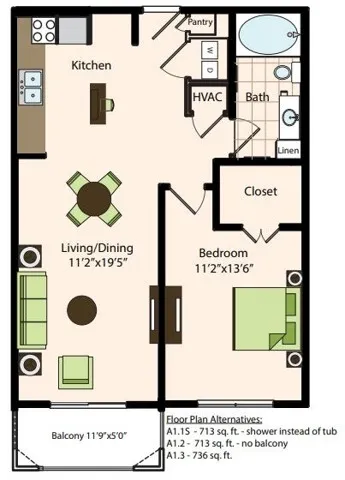 The Caroline Houston Apartments Floor Plan 6