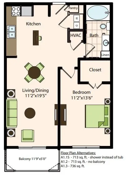 The Caroline Houston Apartments Floor Plan 7