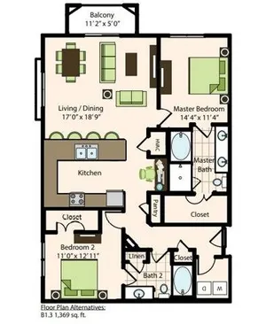 The Caroline Houston Apartments Floor Plan B