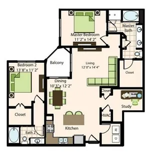 The Caroline Houston Apartments Floor Plan D