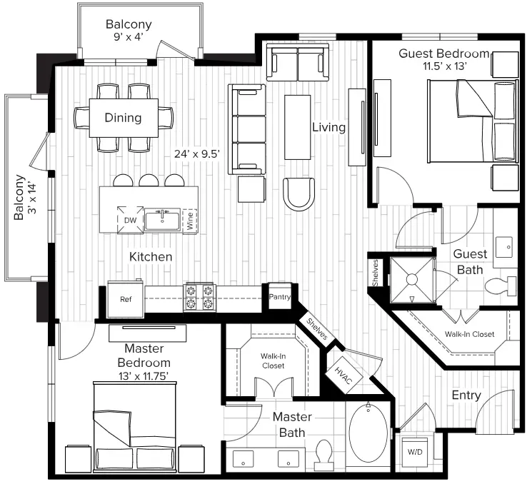 The Parker Houston Apartments FloorPlan 19
