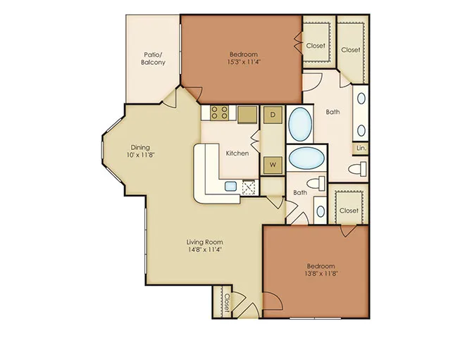 The Villages of Briar Forest Houston Rise Apartments FloorPlan 5