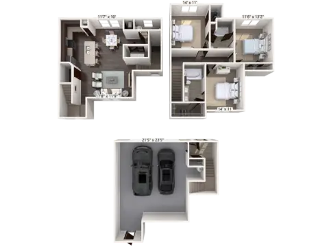 Townhomes at Lake Park Houston Apartments FloorPlan 9