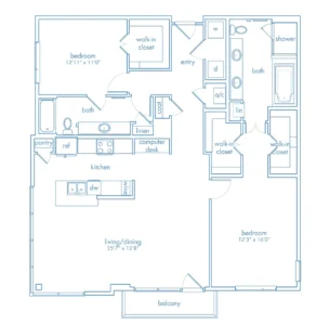Venue Museum District Houston Apartments FloorPlan 15