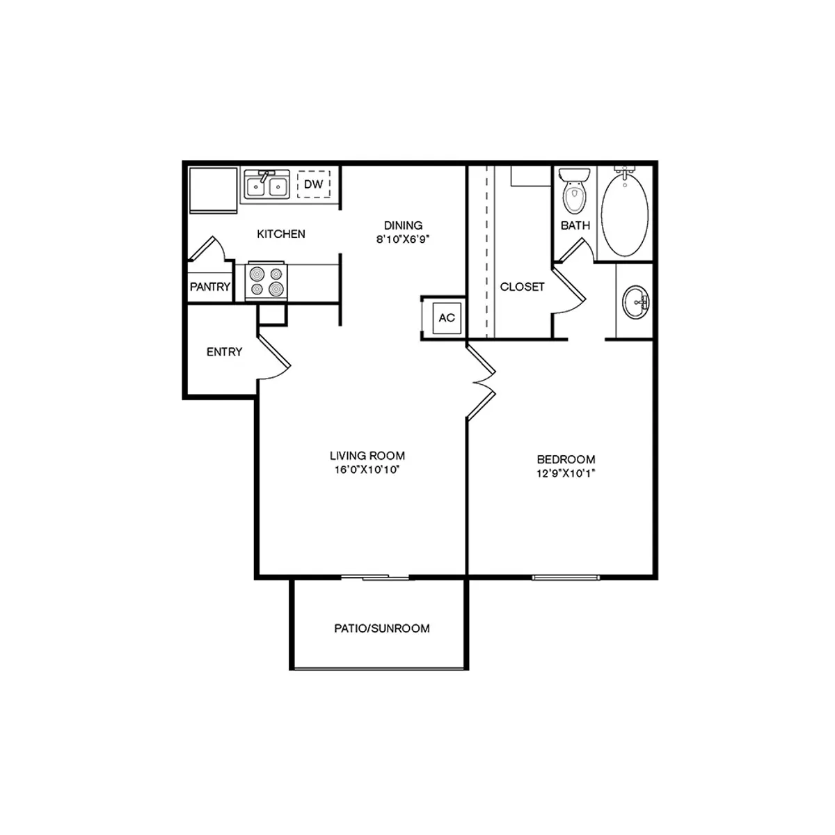 Wilshire Park houston apartment floorplan 1