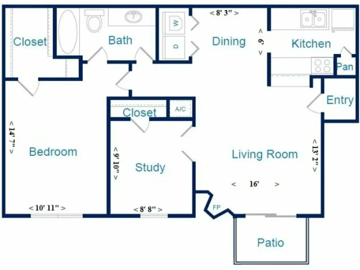 Wilshire Park houston apartment floorplan 5