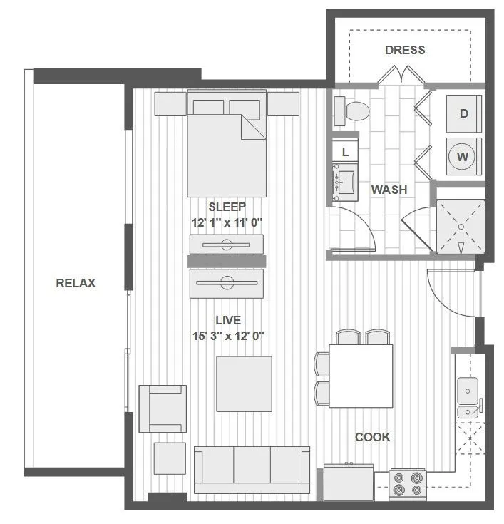 1400HiLine Rise apartments Dallas Floor plan 1
