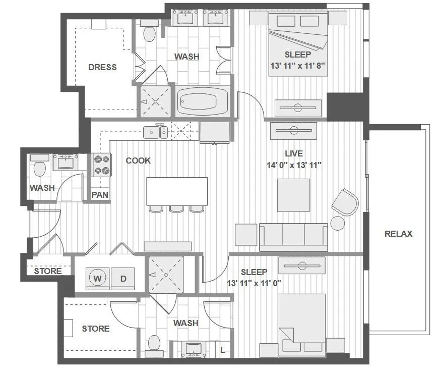 1400HiLine Rise apartments Dallas Floor plan 20