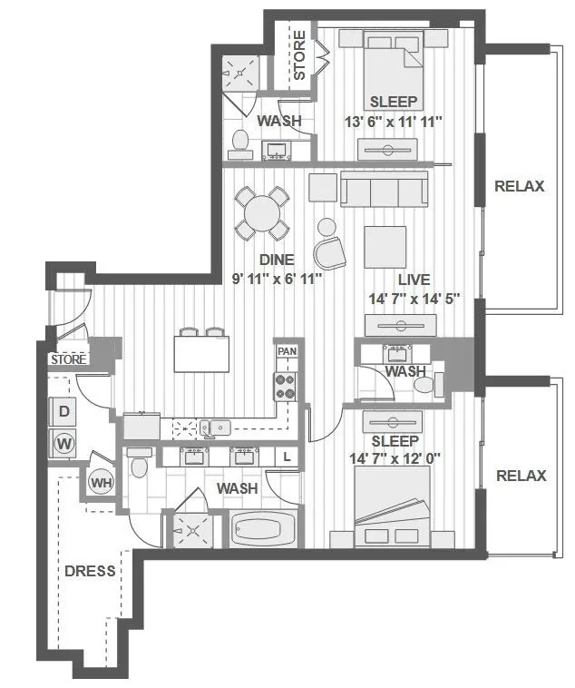 1400HiLine Rise apartments Dallas Floor plan 21
