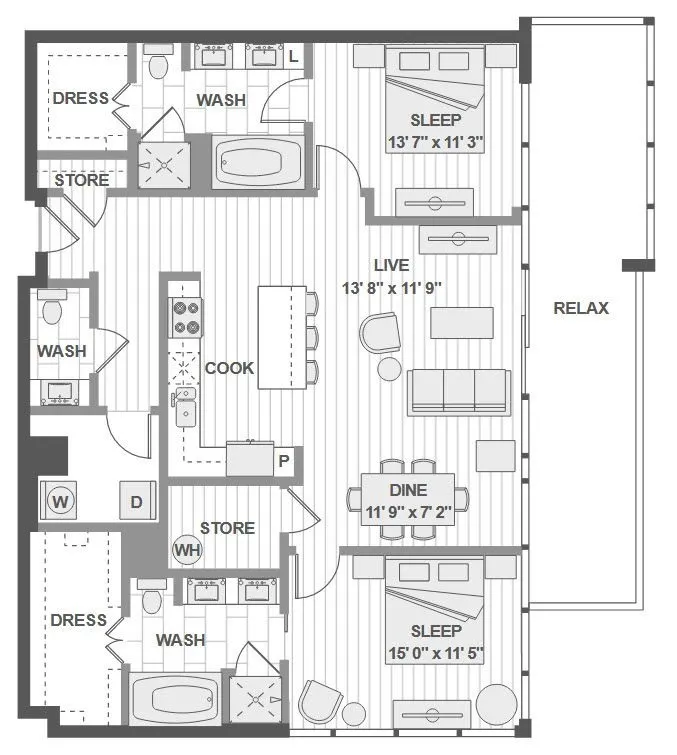 1400HiLine Rise apartments Dallas Floor plan 24