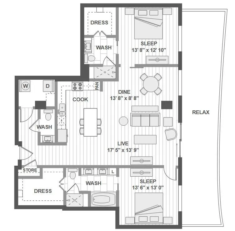 1400HiLine Rise apartments Dallas Floor plan 28