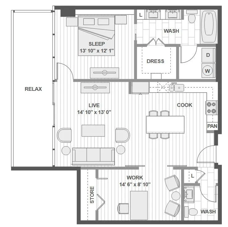 1400HiLine Rise apartments Dallas Floor plan 9