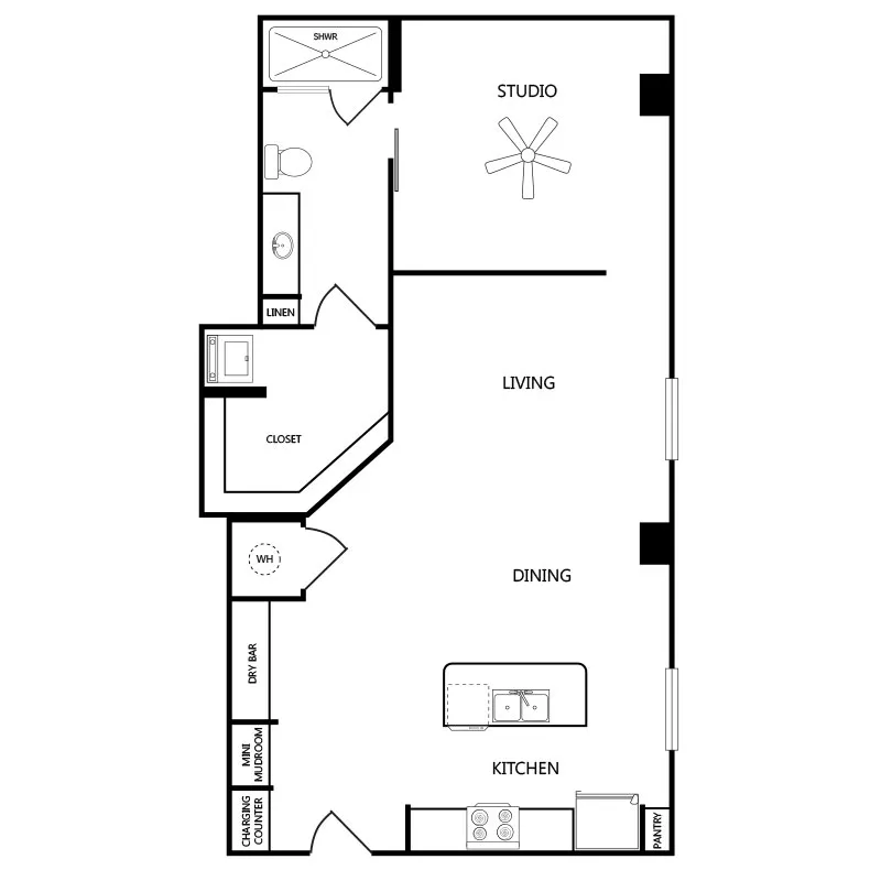 1900 Pacific Residences Rise apartments Dallas Floor plan 3