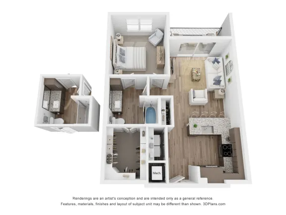 Aurora Watson Branch Rise apartments Dallas Floor plan 3