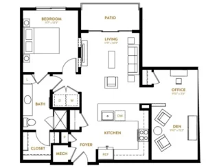 Berkshire Pullman Rise apartments Dallas Floor plan 14