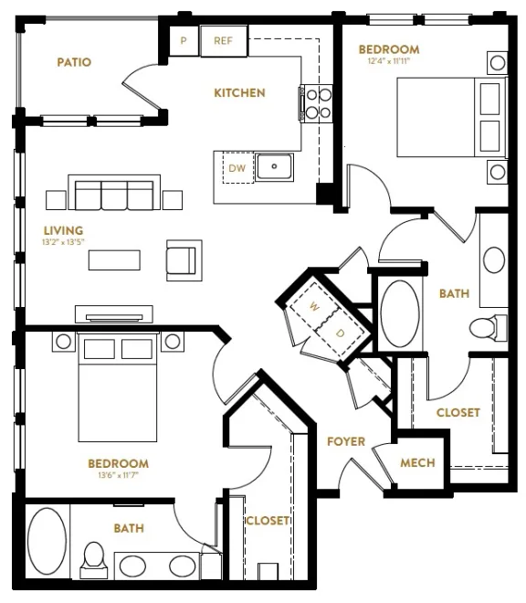 Berkshire Pullman Rise apartments Dallas Floor plan 16