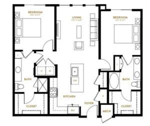 Berkshire Pullman Rise apartments Dallas Floor plan 18