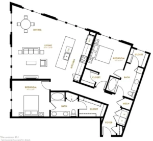 Berkshire Pullman Rise apartments Dallas Floor plan 20